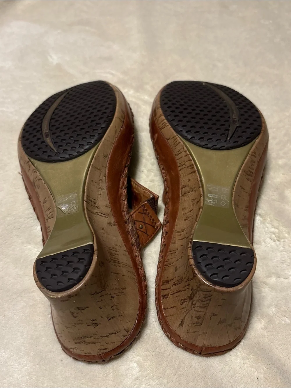 Ariat Brown Leather T-Strap Wedge Sandals